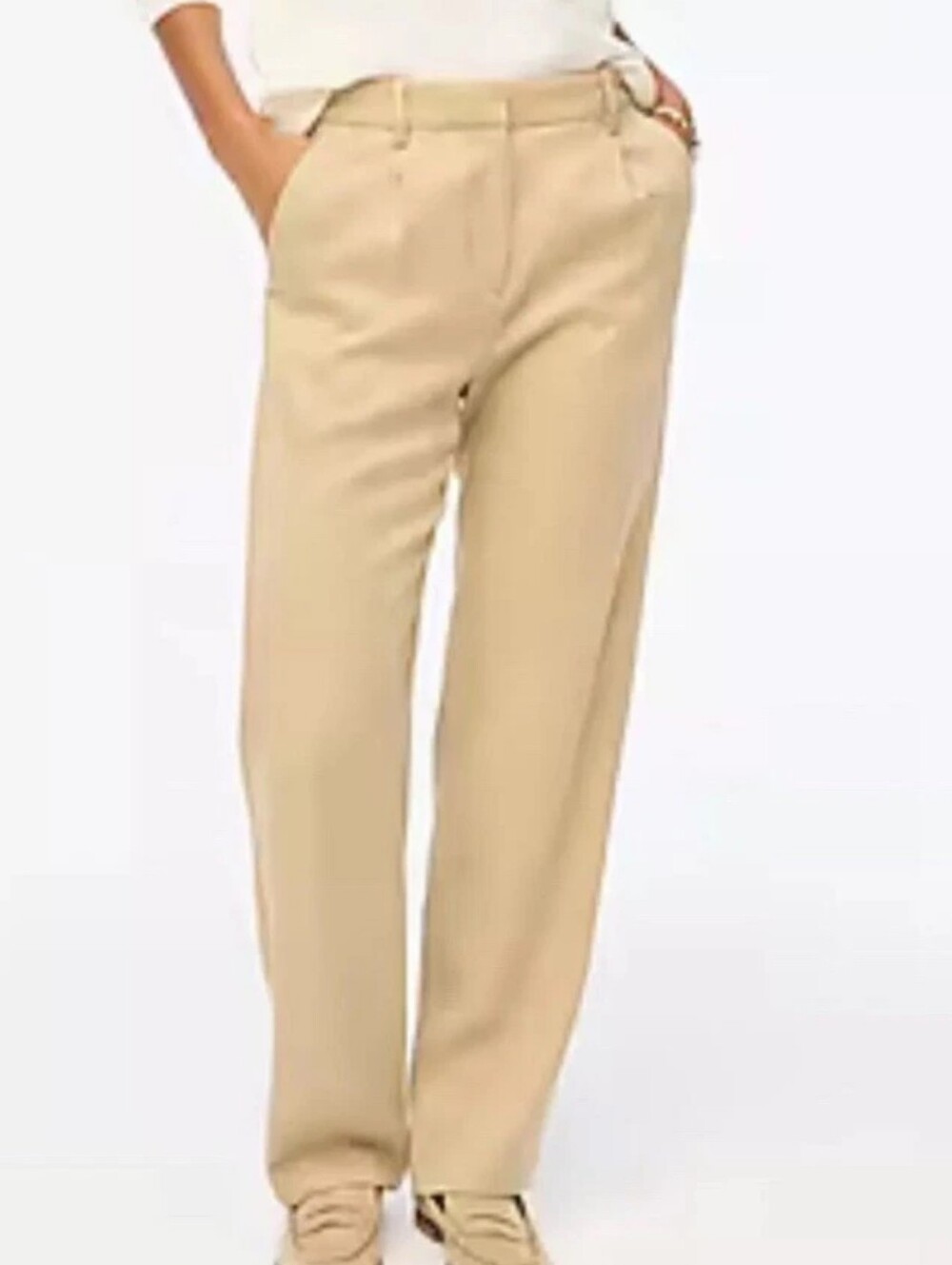 J.Crew Wide Leg Pleated Twill Trouser Pants Tan Size 10